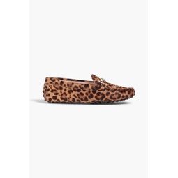 Double T leopard-print calf-hair loafers
