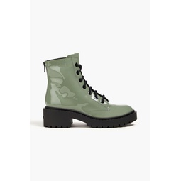 Pike patent-leather combat boots