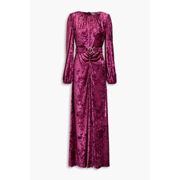 Korin belted crushed-velvet maxi dress