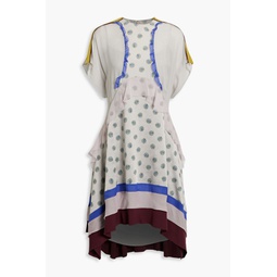 Silk chiffon-paneled floral-print textured-crepe dress