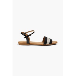 Shiba striped canvas and patent-leather sandals