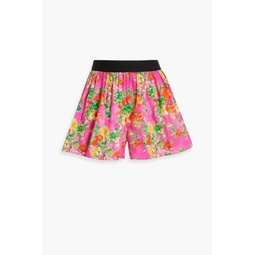Teagen gathered floral-print cotton-blend poplin shorts