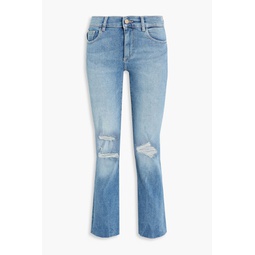 Mara cropped distressed mid-rise slim-leg jeans