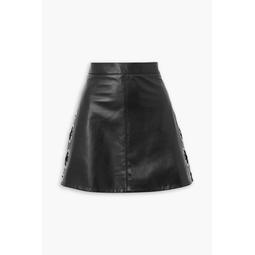 Lace-up leather mini skirt
