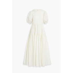Karoline open-back tiered cotton-poplin midi dress