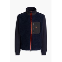Faux shearling-paneled cotton-fleece zip-up sweatshirt