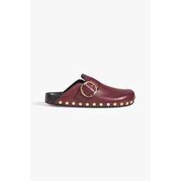 Mirvin studded buckle-detailed leather clogs