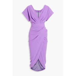 Belted draped crepe dress