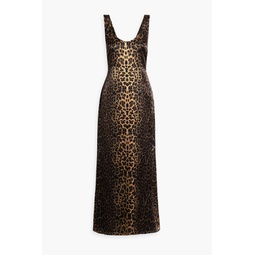 Leopard-print silk maxi slip dress