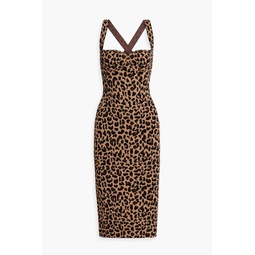 Leopard-print stretch-knit midi dress