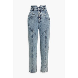 Acid-wash high-rise tapered jeans