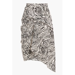 Roly asymmetric zebra-print silk-blend crepe de chine skirt