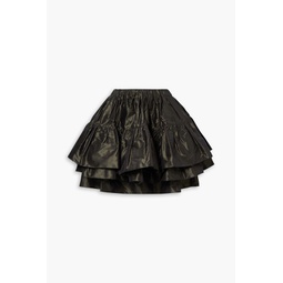 Layered gathered silk-taffeta mini skirt