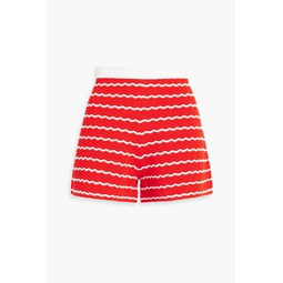 Striped pointelle-knit shorts