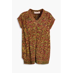 Marled cable-knit chenille vest