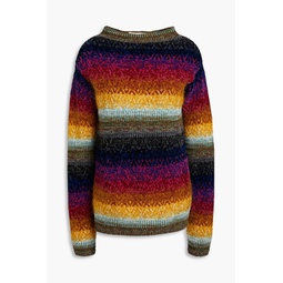Striped intarsia-knit sweater