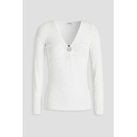 Tahys ring-embellished cutout pointelle-knit top