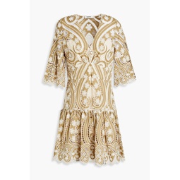 Drew gathered broderie anglaise cotton mini dress