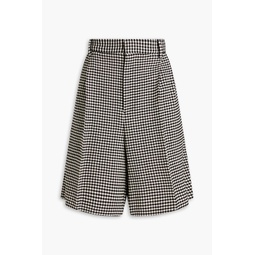 Pleated gingham wool-blend twill shorts