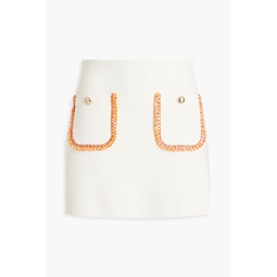 Fringed cotton-blend tweed mini skirt