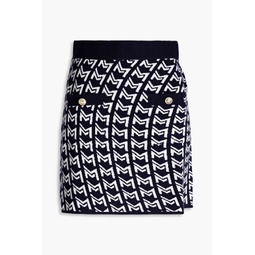 Button-embellished jacquard-knit mini skirt