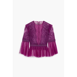 Ruffled corded lace and point desprit blouse