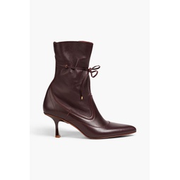 Tie-detailed leather ankle boots