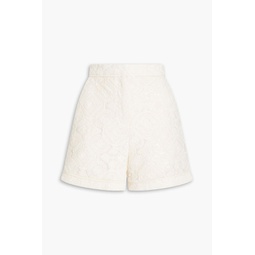 Sequin-embellished embroidered tulle shorts
