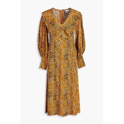 Ruffled leopard-print crepe midi dress