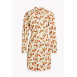 Floral-print cotton-poplin mini shirt dress