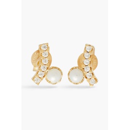 24-karat gold-plated, Siamite and freshwater pearl earrings