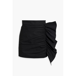 Skirt-effect ruffled pique shorts