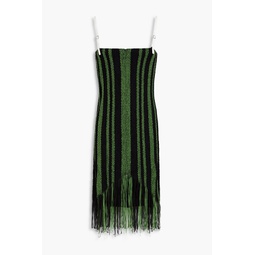 Fringed striped knitted mini dress