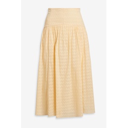 Brixerley gathered cotton-jacquard midi skirt