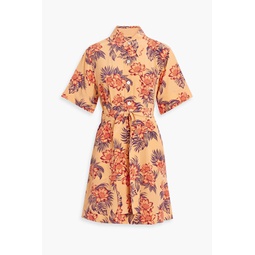 Adalaide floral-print silk crepe de chine mini shirt dress