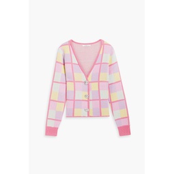 Checked knitted cardigan