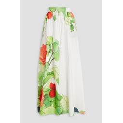 Floral-print cotton-poplin maxi skirt