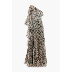Metallic floral-print silk-blend chiffon gown