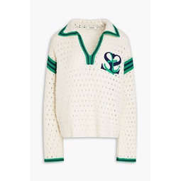 Nicolas embroidered crocheted wool polo sweater
