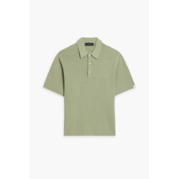 Nolan pointelle-knit cotton-blend polo shirt