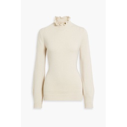 Ruffle-trimmed cashmere turtleneck sweater