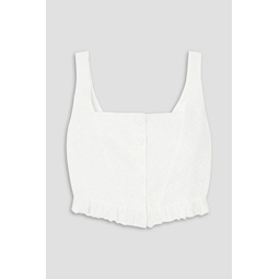 + The Vanguard cropped broderie anglaise cotton top
