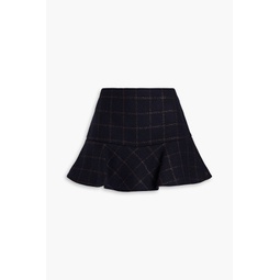 Skirt-effect metallic wool-blend shorts