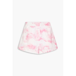 Ponisan embroidered tie-dyed cotton-poplin shorts