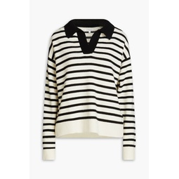 Striped wool and cashmere-blend polo sweater