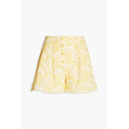 Gabrielle broderie anglaise cotton-blend shorts