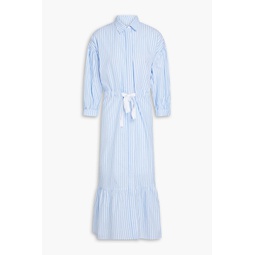 Striped cotton-poplin midi shirt dress