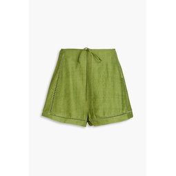 Itzel lattice-trimmed gauze shorts