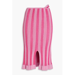 Gelato cutout striped stretch cotton-blend midi skirt