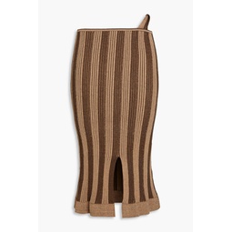 Gelato striped ribbed stretch cotton-blend midi skirt